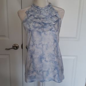 NWT Kenar Ruffled Linen Tie Dyed Top Med